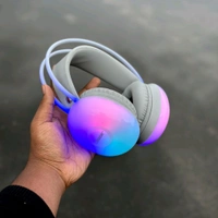 Presenting You All, New Rgb Colour Headphones, Multi colour led light inbuilt headphones heavy Quality top look for Gaming and night clubs / party - White