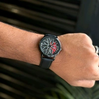 Gyro Spinning Car Alloy Rim Wheel Watch | Car Wheel Watch, Mens Wristwatch with Spinning Car Rim Hub Design, Quartz Movement, Gifts for Car Enthusiasts - SRW1