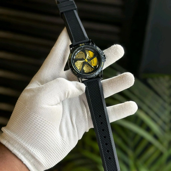 Gyro Spinning Car Alloy Rim Wheel Watch | Car Wheel Watch, Mens Wristwatch with Spinning Car Rim Hub Design, Quartz Movement, Gifts for Car Enthusiasts - SRW1