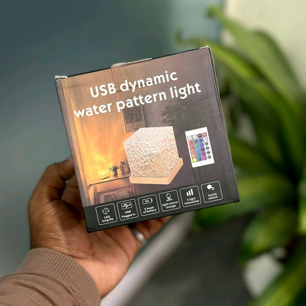 Romantic Projector Warm Ocean Wave Water Sixteen LED Night Light Projector 3D Water Wave Effect, Remote Control USB Crystal Table Lamp for Home Decor, Bedroom & Gift, Multicolor Light (Cube Shape).