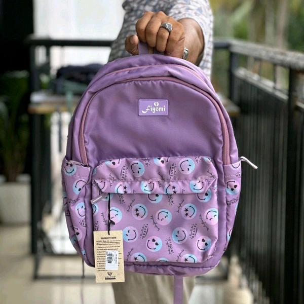 Wolfric Trendy Emoji Print Backpack – Lightweight & Stylish for School, College & Daily Use - SRB4