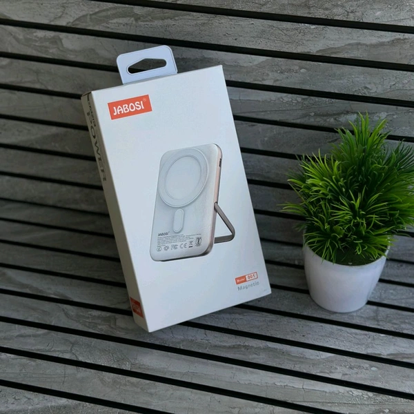 JABOSI Magnetic 15W Wireless Power Bank with Foldable Stand | Ultra-Slim 10000mAh Portable Charger