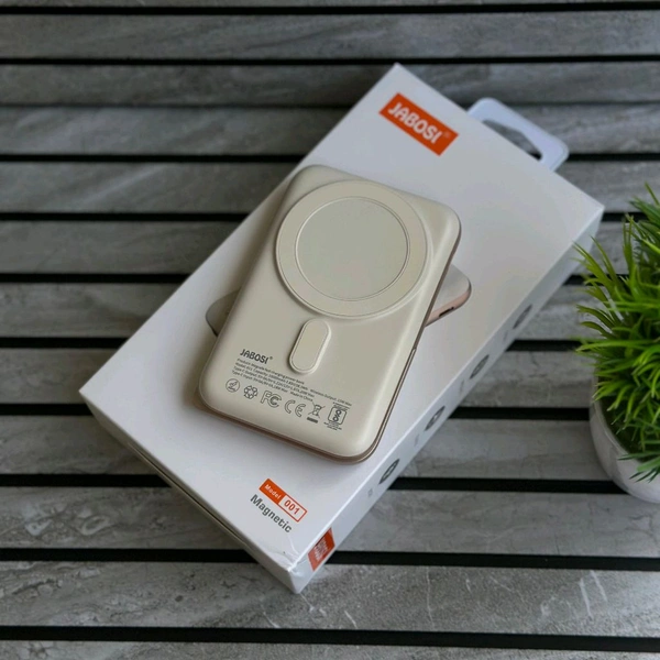 JABOSI Magnetic 15W Wireless Power Bank with Foldable Stand | Ultra-Slim 10000mAh Portable Charger