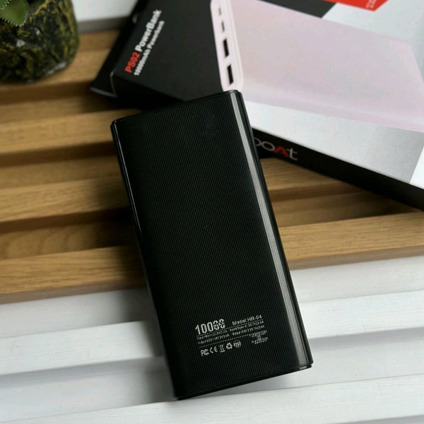 10000mAh Powerbank With 4 Build In Cables | Lithium Polymer Power Bank | Plastic Casing, Lightweight | Extra Ports | For Mobile, Earbuds, Smartwatch, Speaker, Tablet - Black