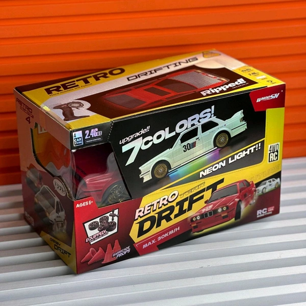 Remote Control Car 2.4GHZ High Speed Racing Car with Drift Tires, Roadblocks And LED Headlights Dual Batteries Best Birthday Gift, Holiday Gift - Red