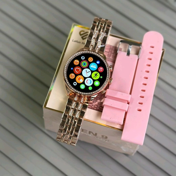 Gen 9 Diamond-Bezel Smartwatch | Dual Strap Combo | Bluetooth Calling | Wireless Charging | Custom Watch Faces