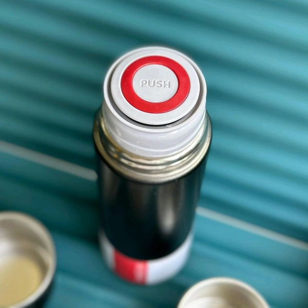 Sainless Steel Vacuum Flask Set with 3 Steel Cups Combo for Coffee Hot Drink and Cold Water Flask Ideal Gifting Travel Friendly Latest Flask Bottle. (500ml)