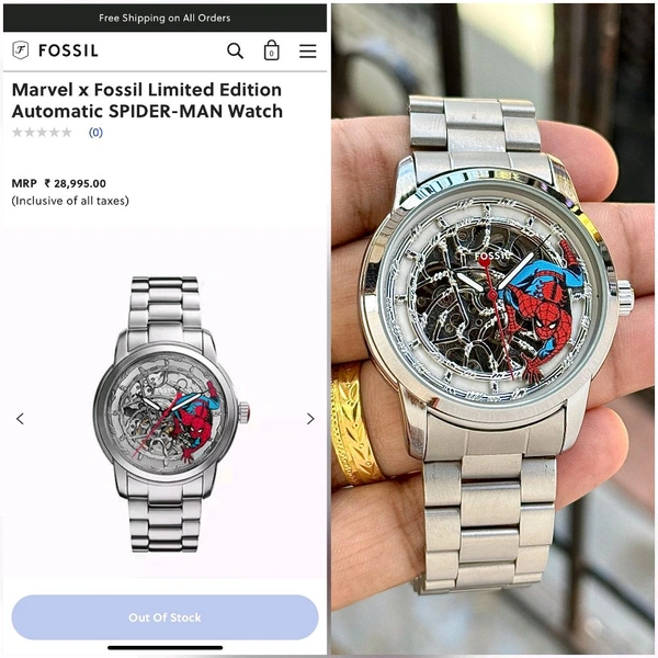 Analog Spider-Man Skeleton Dial Watch