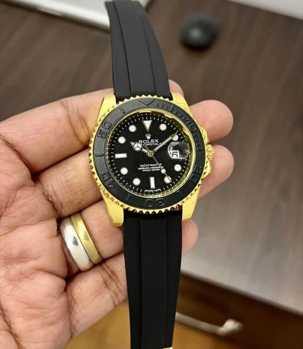 Analog Oyster Yacht-Master Heavy Quality Battery Operated Machinery Watch - Gold