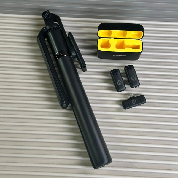 Vlogger's Power Combo – Wireless Collar Mic + Tripod Selfie Stick for Android and iPhone