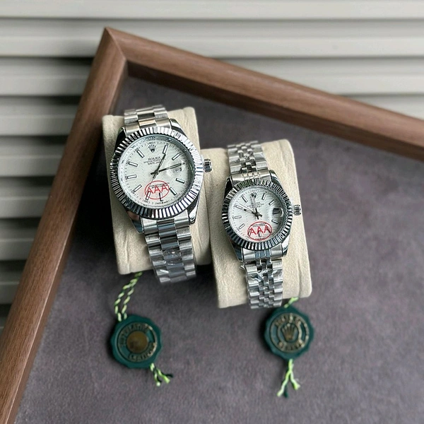 Most Demanded Analog Couple Quartz Movement Collection With High Quality Strap Best Finishing Body & Case
- White