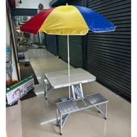 Portable 4-Seater Foldable Picnic Table with Umbrella | Outdoor Camping, Garden & Travel Use