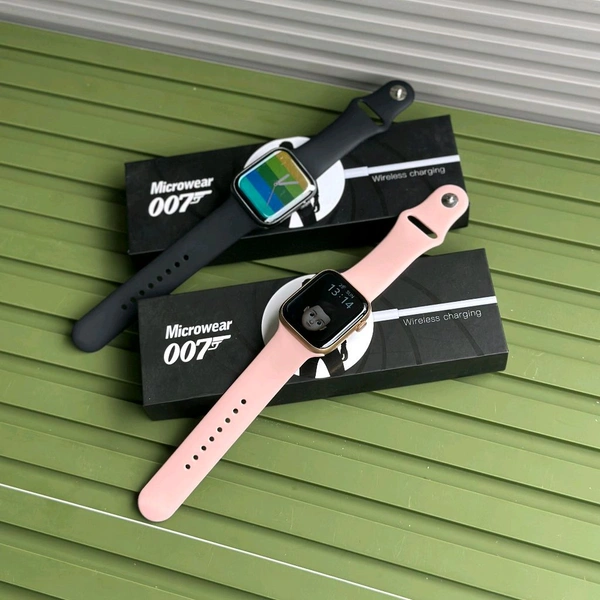 Microwear 007 Pro Smartwatch With Dual Dual Strap | NFC | Wireless Charging | 500+ Watch Faces | 1.92" HD Display - Pink