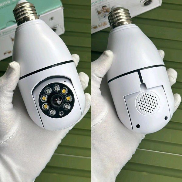 Smart WiFi Bulb Security Camera | 360° Panoramic View | Night Vision | Motion Detection | Two-Way Audio | CCTV