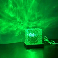 Romantic Projector Warm Ocean Wave Water Sixteen LED Night Light Projector 3D Water Wave Effect, Remote Control USB Crystal Table Lamp for Home Decor, Bedroom & Gift, Multicolor Light (Cube Shape).