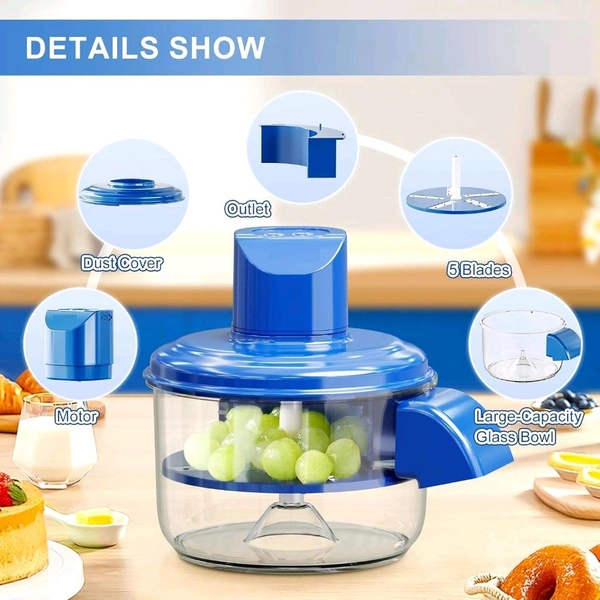 Electric Fruit & Vegetable Peeler Machine – 10–25s Fast Peeling | 5-Blade | Rechargeable, Automatic Peeling & Chopping