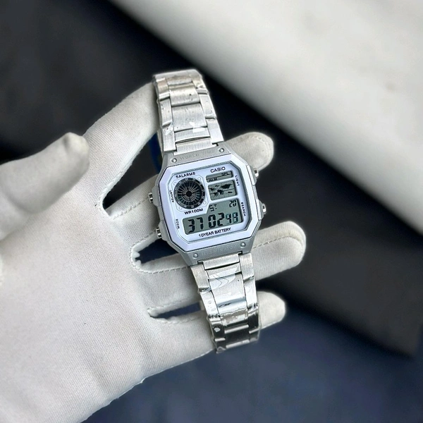 Digital High Quality Quartz Movement Watch Collection With High Quality Strap Best finishing Body & Case - White