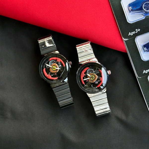 Rotatable Dial Quartz Watch – Car Dashboard Design | Metal Strap