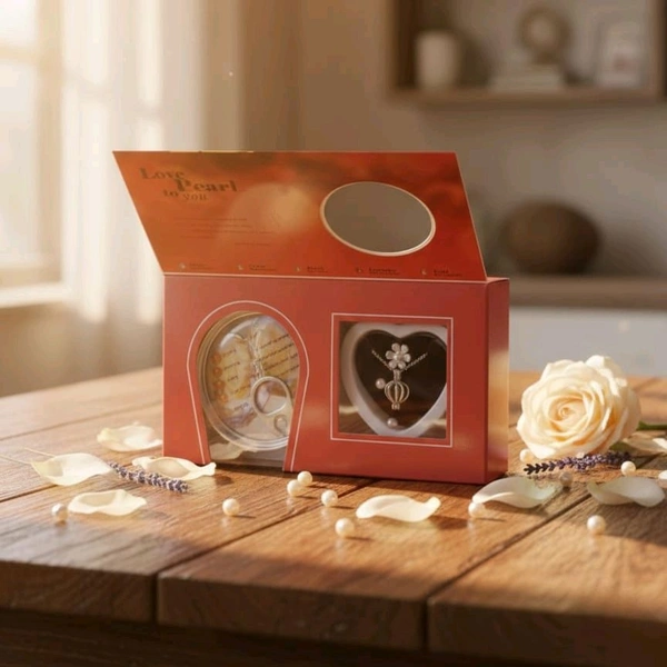 Love Pearl Wish Necklace Gift Set – Real Oyster with Hidden Pearl, Heart Pendant Chain, Romantic Surprise Jewelry for Women, Girls & Couples