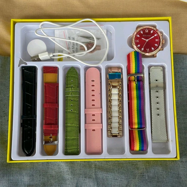 Hitage 7 In 1 Edition Smartwatch With 7 Awesome Quality Straps, Bluetooth Calling, Customized Watch Face