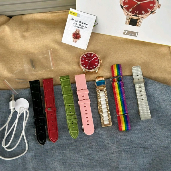 Hitage 7 In 1 Edition Smartwatch With 7 Awesome Quality Straps, Bluetooth Calling, Customized Watch Face