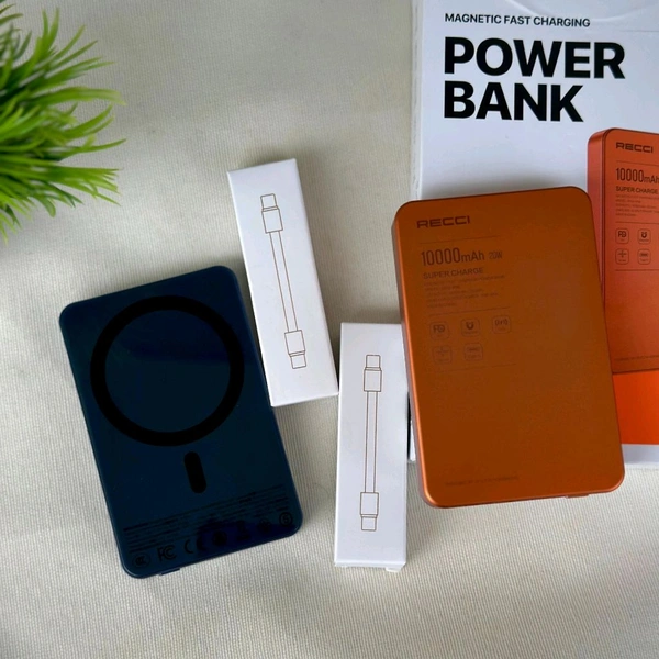 RECCI 10000mAh Magnetic Fast Charging Power Bank (RPB-W36) | 15W Wireless | 20W PD Type-C | Slim Metal Body
- Orange