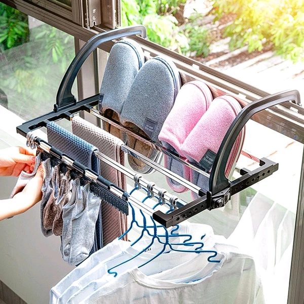 Adjustable Balcony Clothes Drying Rack. Dry clothes without using extra floor space.