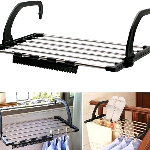 Adjustable Balcony Clothes Drying Rack. Dry clothes without using extra floor space.