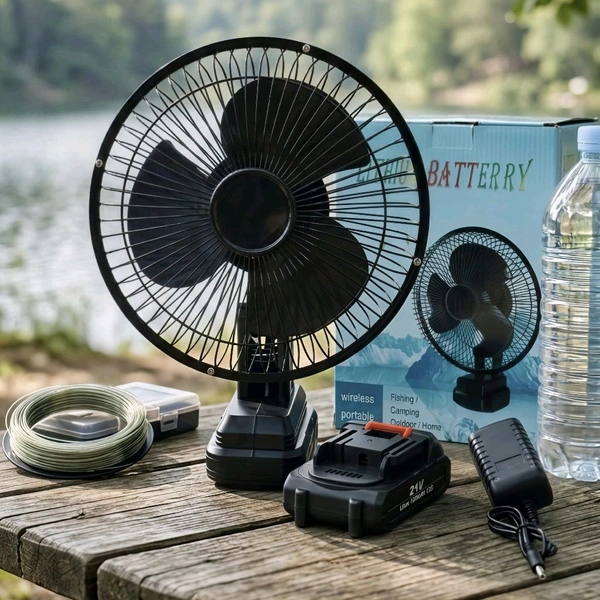 Portable Rechargeable Lithium Battery Fan, Wireless Table Fan with Removable Battery, Camping Fan for Outdoor, Fishing, Travel, Home and Emergency Use