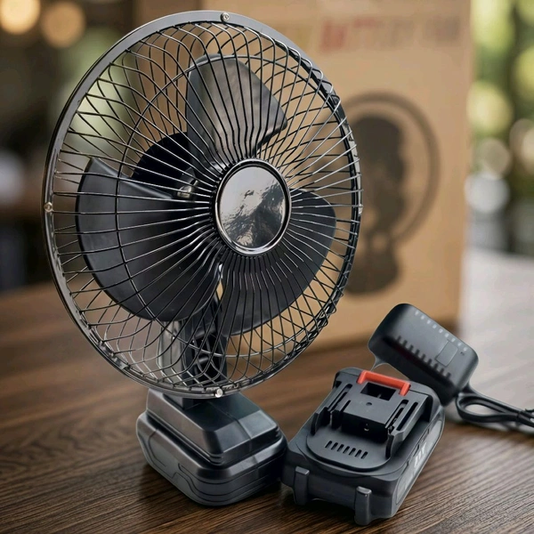 Portable Rechargeable Lithium Battery Fan, Wireless Table Fan with Removable Battery, Camping Fan for Outdoor, Fishing, Travel, Home and Emergency Use