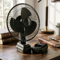 Portable Rechargeable Lithium Battery Fan, Wireless Table Fan with Removable Battery, Camping Fan for Outdoor, Fishing, Travel, Home and Emergency Use