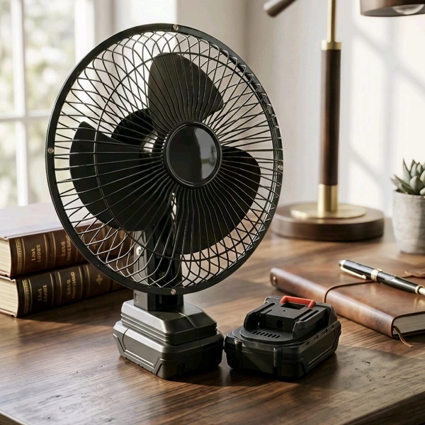 Portable Rechargeable Lithium Battery Fan, Wireless Table Fan with Removable Battery, Camping Fan for Outdoor, Fishing, Travel, Home and Emergency Use