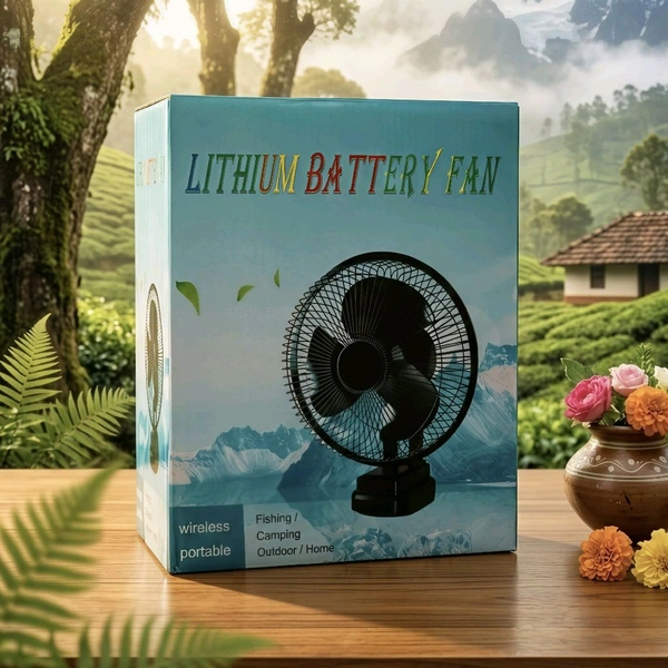 Portable Rechargeable Lithium Battery Fan, Wireless Table Fan with Removable Battery, Camping Fan for Outdoor, Fishing, Travel, Home and Emergency Use