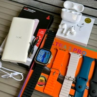 7 in 1 Smartwatch Combo Set with 7 Interchangeable Straps, Wireless TWS Earbuds and 10000mAh Power Bank – Smart Watch Gift Combo for Men and Women