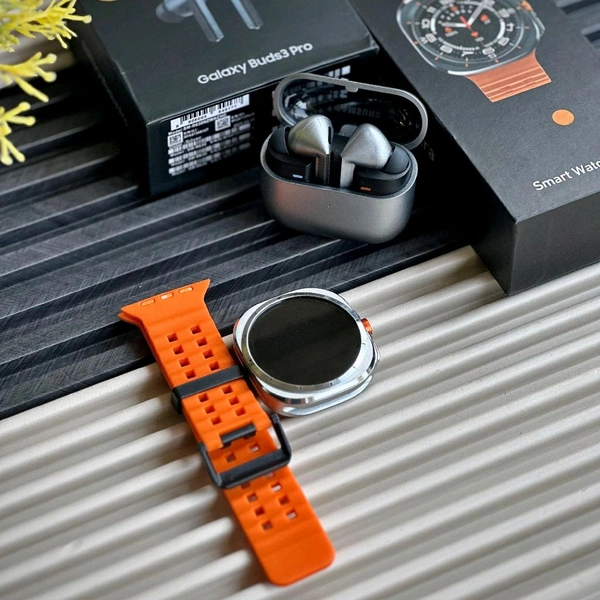 7 in 1 Smartwatch with Interchangeable Strap & Wireless ANC TWS Earbuds – Smart Watch Combo Set for Men and Women