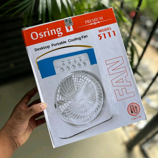 Portable Mist Cooling Fan with Water Spray, 3 Speed Airflow, 750ml Water Tank, LED Light & Timer – Desktop Personal Air Cooler Fan