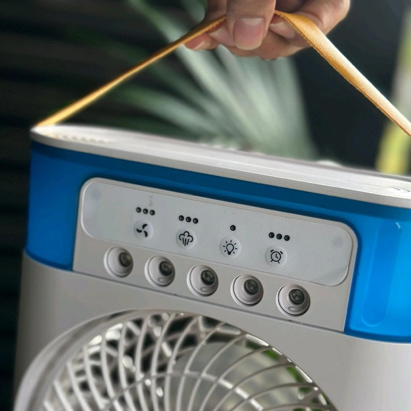 Portable Mist Cooling Fan with Water Spray, 3 Speed Airflow, 750ml Water Tank, LED Light & Timer – Desktop Personal Air Cooler Fan