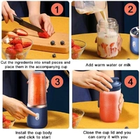 Portable Mini Juicer Blender 400ml – USB Rechargeable Smoothie Maker for Juice, Milkshake, Fruit Blender Bottle