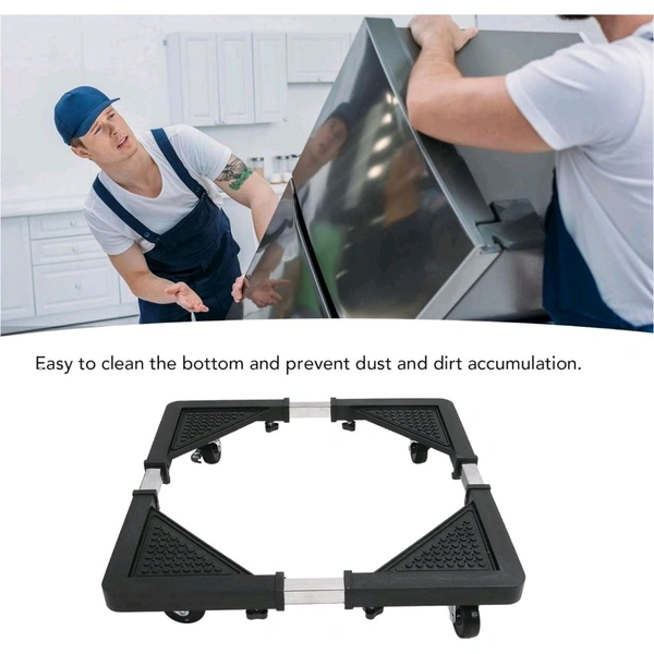 Adjustable Refrigerator Stand with Wheels – Heavy Duty Mobile Base (Black)