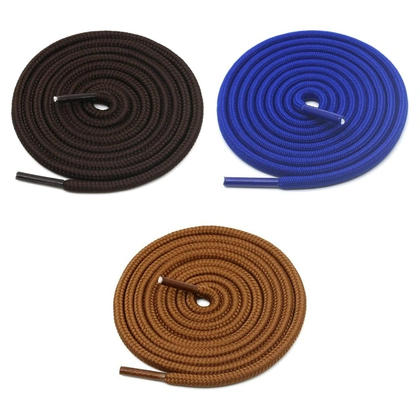 GRAH SANGRAH® 3 Pair (1 Pair Per Single Color) Unisex Shoes Laces For Sport, Running Casual Gym Shoelaces - 120 CM, Camel_ Blue_ Dark Brown