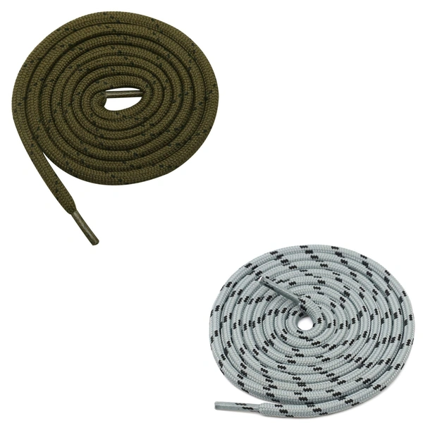 GRAH SANGRAH® (2 Pair) (1 Pair Per Single Color) Shoes Laces Athletic Shoelaces For Sport/Running Shoes Shoe Strings - 120 CM, Olive-Grey