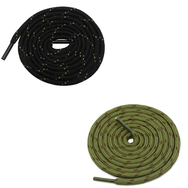 GRAH SANGRAH® (2 Pair) (1 Pair Per Single Color) Shoes Laces Athletic Shoelaces For Sport/Running Shoes Shoe Strings - 120 CM, Black _ Army Green Brown