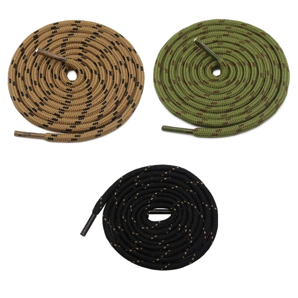 GRAH SANGRAH® (3 Pair) (1 Pair Per Single Color) Shoes Laces Athletic Shoelaces For Sport/Running Shoes Shoe Strings - 120 CM, Black-Army Green-Brown