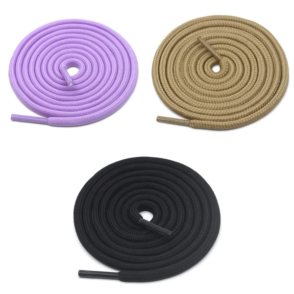 GRAH SANGRAH® 3 Pair (1 Pair Per Single Color) Unisex Shoes Laces For Sport, Running Casual Gym Shoelaces - 120 CM, Cream-Black-Purple