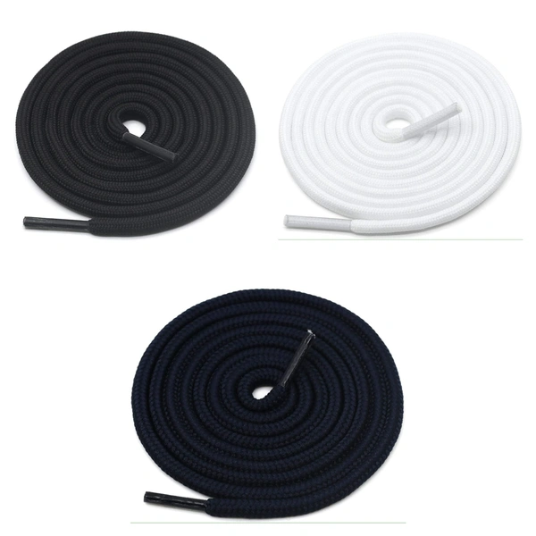 GRAH SANGRAH® 3 Pair (1 Pair Per Single Color) Unisex Shoes Laces For Sport, Running Casual Gym Shoelaces - 120 CM, Black _ Navy _ White
