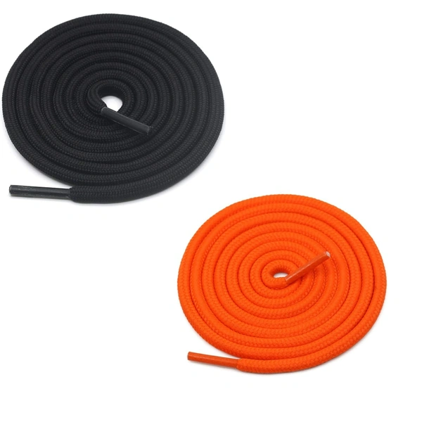 GRAH SANGRAH® 2 Pair (1 Pair Per Single Color) Unisex Shoes Laces For Sport, Running Casual Gym Shoelaces - 120 CM, Black - Orange