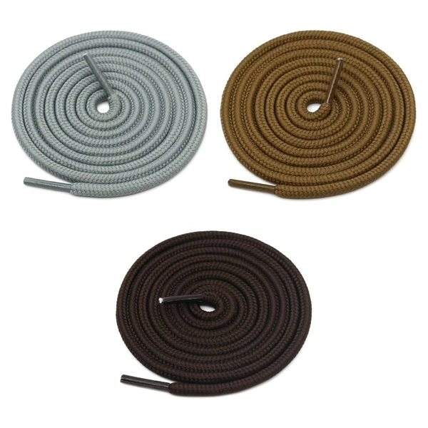 GRAH SANGRAH® 3 Pair (1 Pair Per Single Color) Unisex Shoes Laces For Sport, Running Casual Gym Shoelaces - 120 CM, Dark Brown_ Light Brown_ Grey