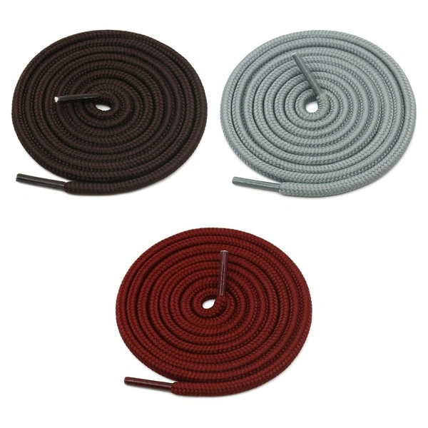 GRAH SANGRAH® 3 Pair (1 Pair Per Single Color) Unisex Shoes Laces For Sport, Running Casual Gym Shoelaces - 120 CM, Dark Brown _ Grey _ Maroon