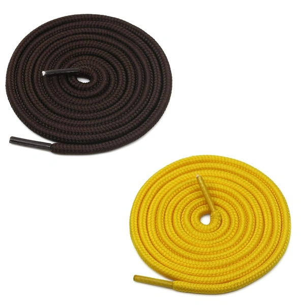 GRAH SANGRAH® 2 Pair (1 Pair Per Single Color) Unisex Shoes Laces For Sport, Running Casual Gym Shoelaces - 120 CM, Dark Brown_ Yellow