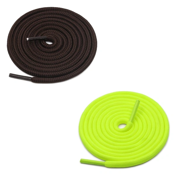 GRAH SANGRAH® 2 Pair (1 Pair Per Single Color) Unisex Shoes Laces For Sport, Running Casual Gym Shoelaces - 120 CM, Dark Brown-Fluorescent